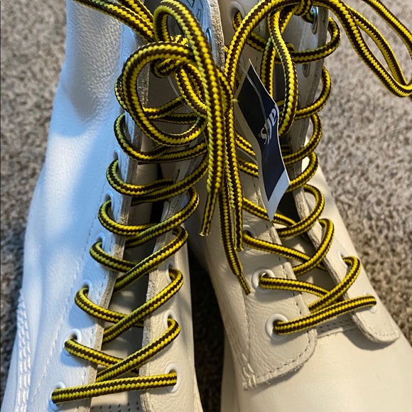 Dr. Martens White Leather Lace-Up Boots